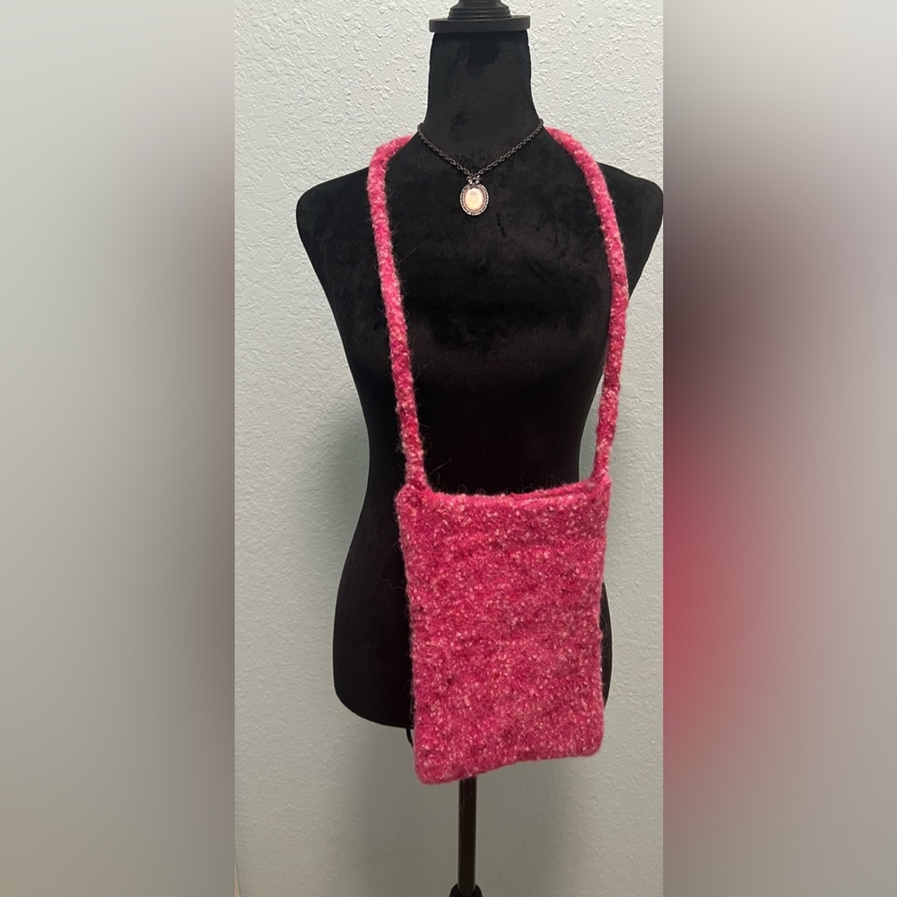 Pink crocheted Crossbody bag